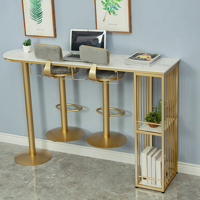 Modern Free Form Bar Dining Table Metal and Stone Bar Table for Living Room