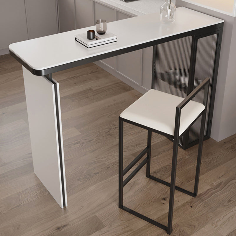 Rectangle White Stone Top Bar Dining Table Contemporary Bar Height Table