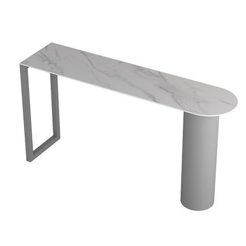 Industrial Stone Indoor Bar Height Table Double Pedestal Bar Dining Table