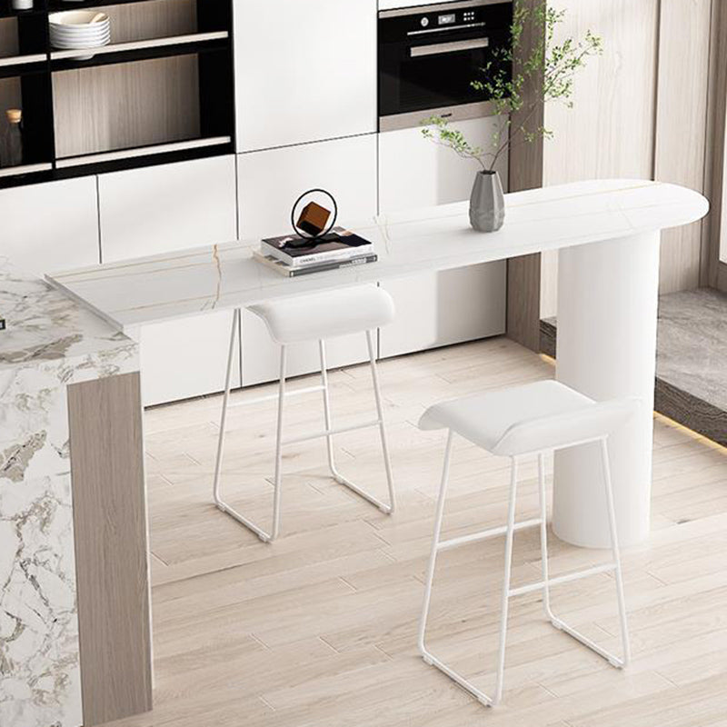 Industrial Stone Indoor Bar Height Table Double Pedestal Bar Dining Table