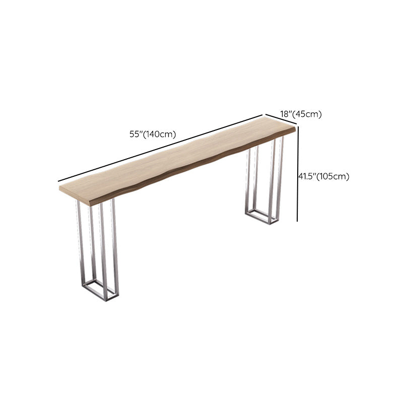 Rectangle Bar Table in Metal and Wood Industrial Double Pedestal Bar Table