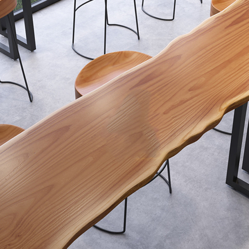 Industrial Rectangle Bar Height Table Solid Wood Top Bar Table for Dining Room