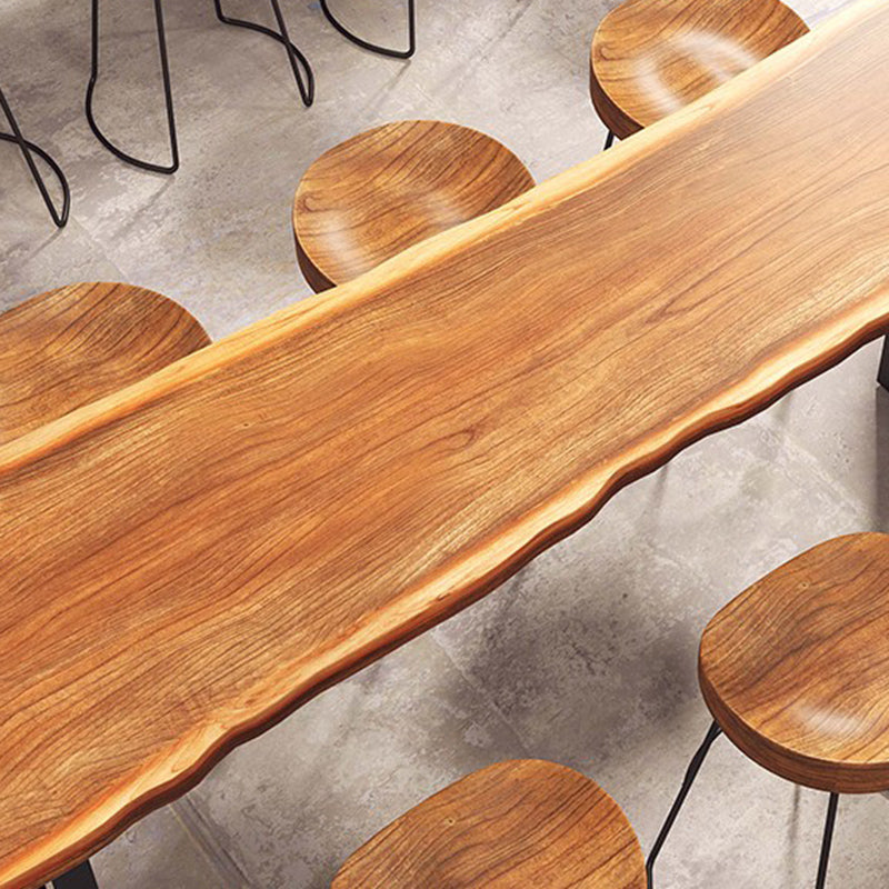 Industrial Rectangle Bar Height Table Solid Wood Top Bar Table for Dining Room