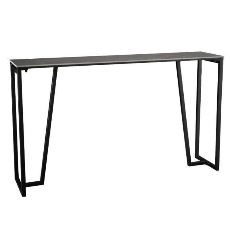 Contemporary Rectangle Bar Height Table Iron and Stone Indoor Bar Dining Table
