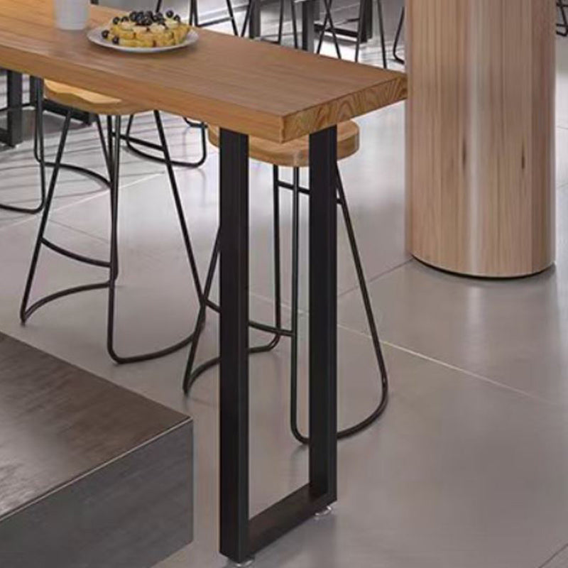 Rectangle Solid Wood Bar Height Table Industrial Double Pedestal Bar Table