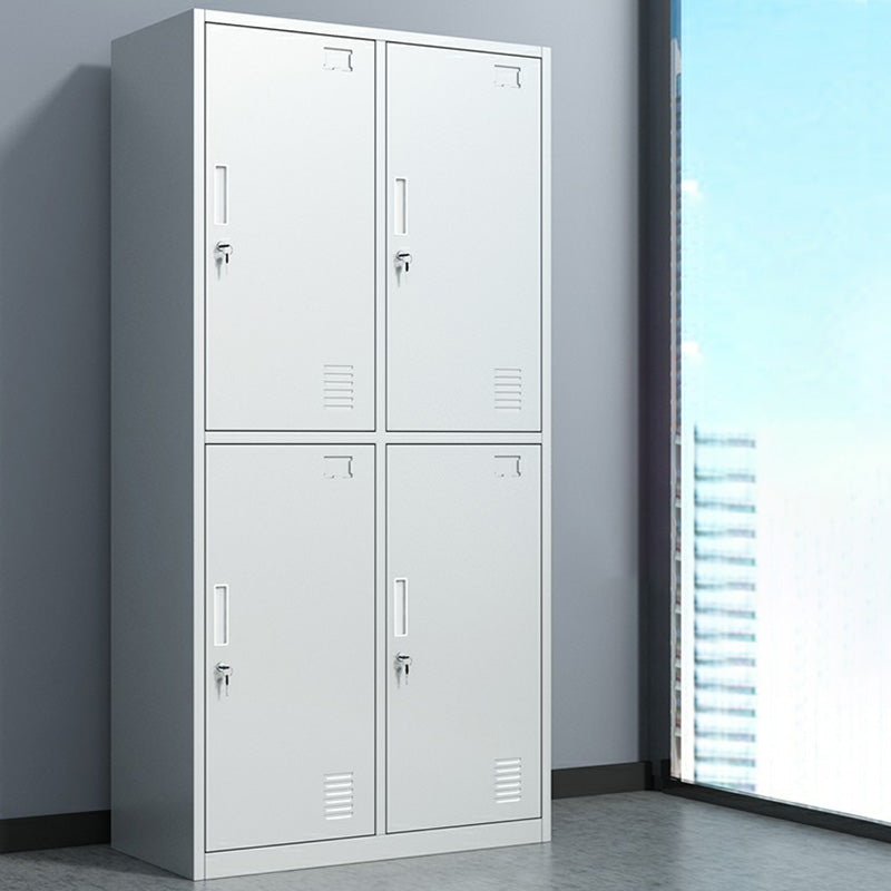 Metal Hinged Door Storage Cabinet Contemporary Gray Cabinet for Bathroom
