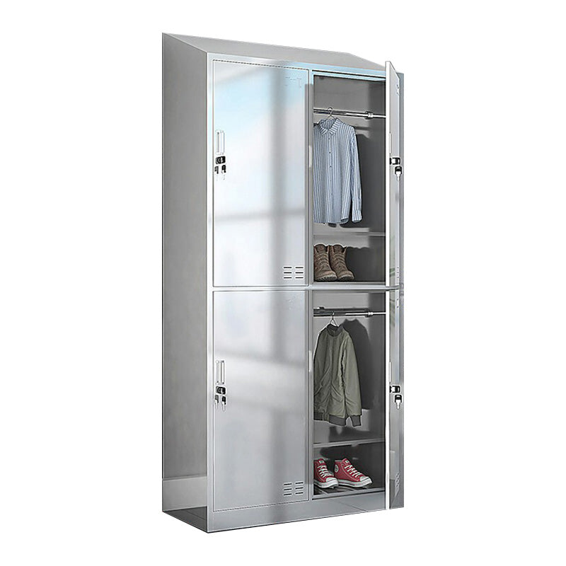 Chrome Steel Cabinet with Hinged Doors Modern Storage Cabinet for Bathroom