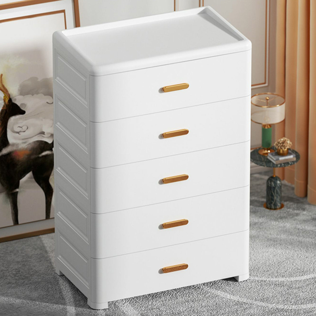 Modern Bedroom Matte Finish Cabinet Plastic Non-Hanging Armoire