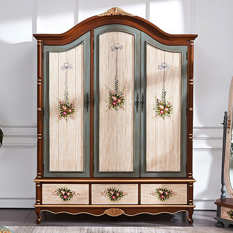 Coastal Wardrobe with Hinged Doors Matte Finish Wood Cabinet for Home