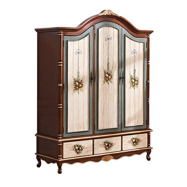 Coastal Wardrobe with Hinged Doors Matte Finish Wood Cabinet for Home