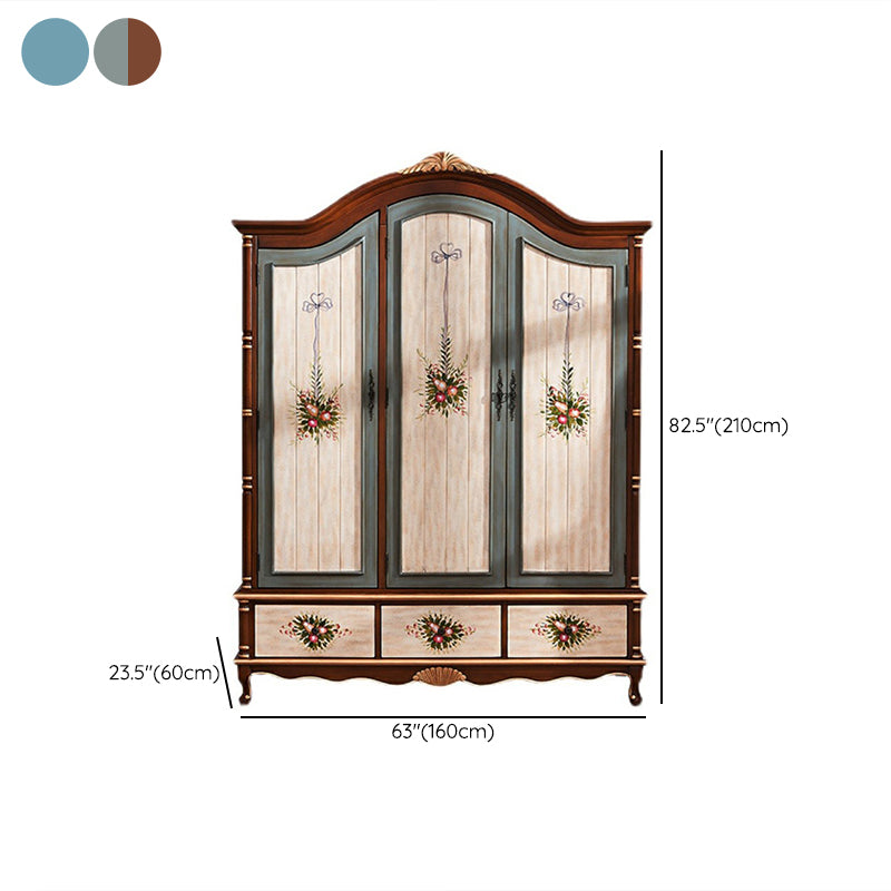 Coastal Wardrobe with Hinged Doors Matte Finish Wood Cabinet for Home