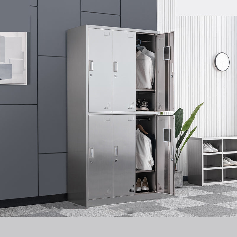 Contemporary Steel Indoor Cabinet Silver Storage Cabinet with Hinged Doors