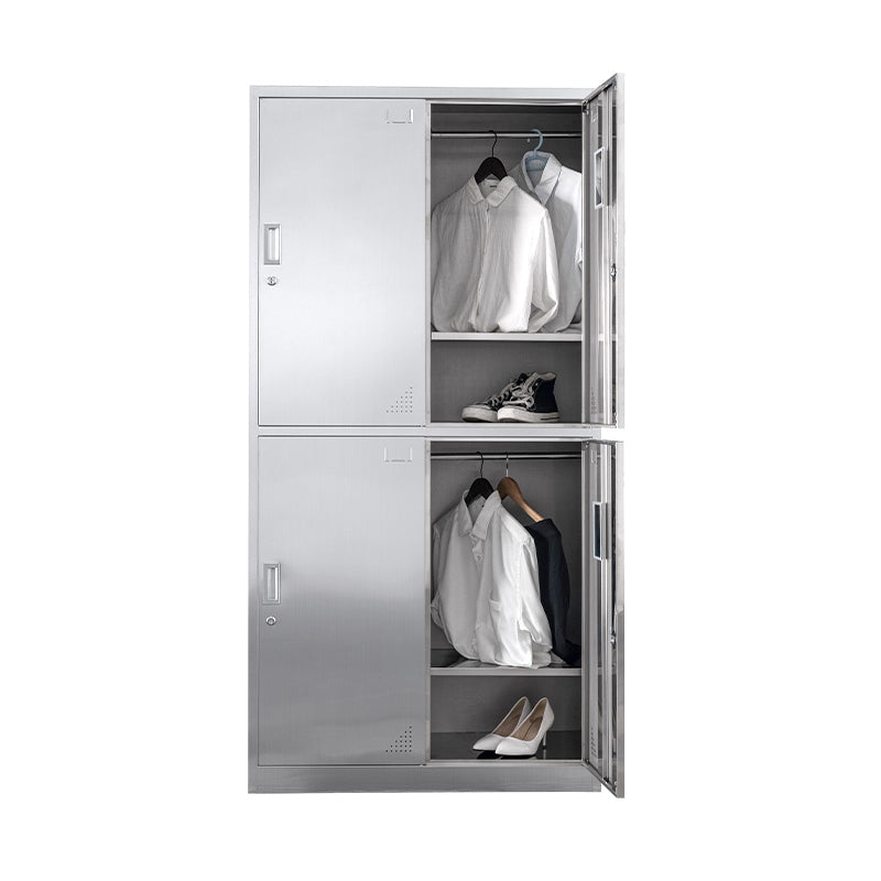 Contemporary Steel Indoor Cabinet Silver Storage Cabinet with Hinged Doors