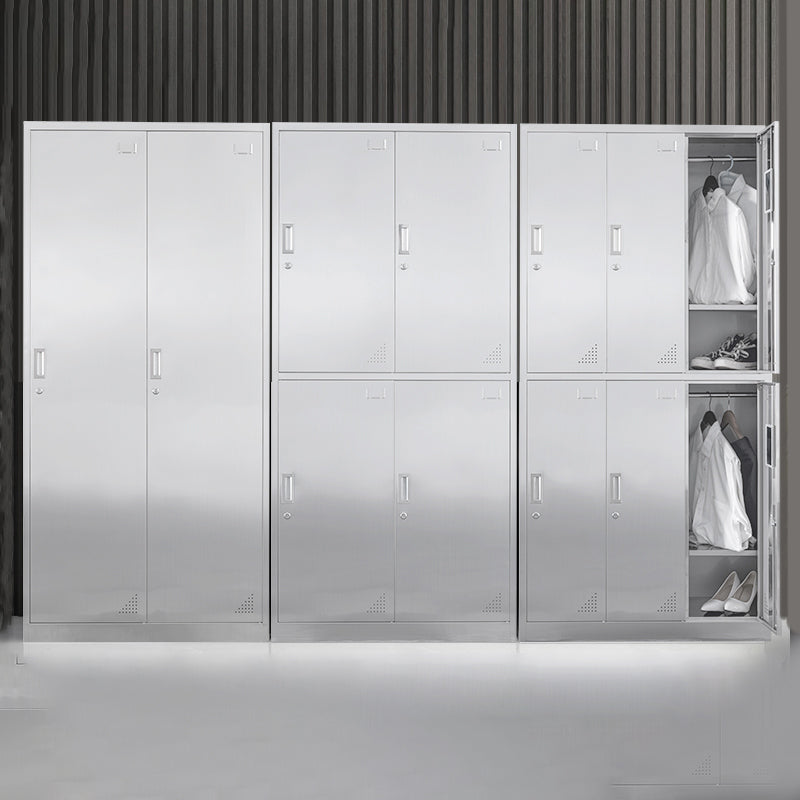 Contemporary Steel Indoor Cabinet Silver Storage Cabinet with Hinged Doors