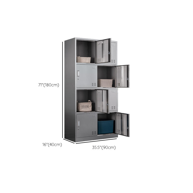 Contemporary Steel Indoor Cabinet Silver Storage Cabinet with Hinged Doors