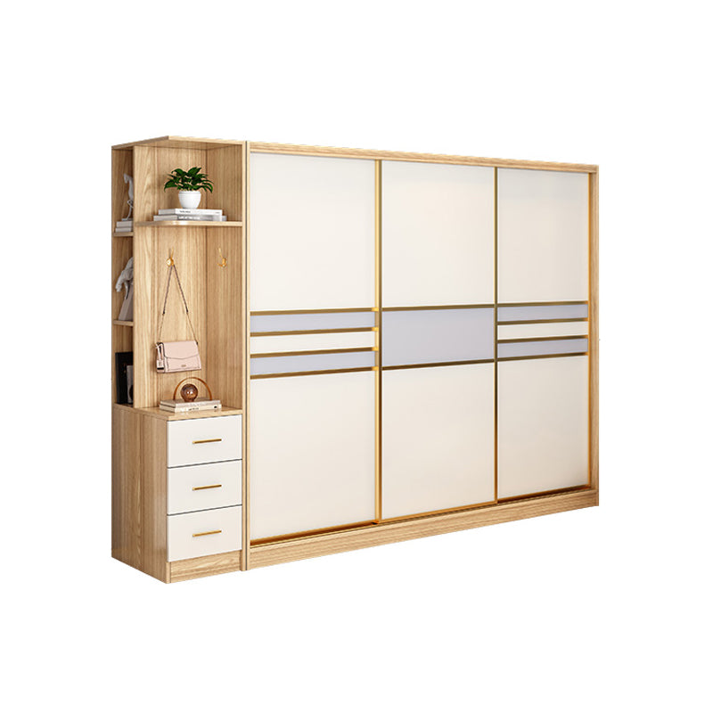 Engineered Wood Wardrobe Armoire with Garment Rod Modern Wardrobe Cabinet