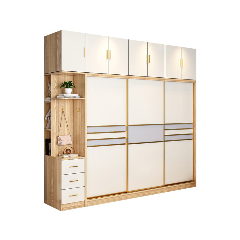 Engineered Wood Wardrobe Armoire with Garment Rod Modern Wardrobe Cabinet