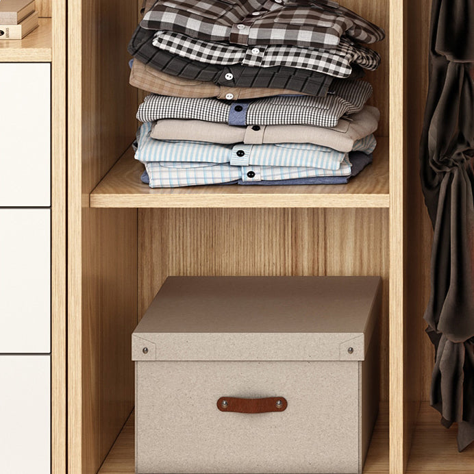 Engineered Wood Wardrobe Armoire with Garment Rod Modern Wardrobe Cabinet