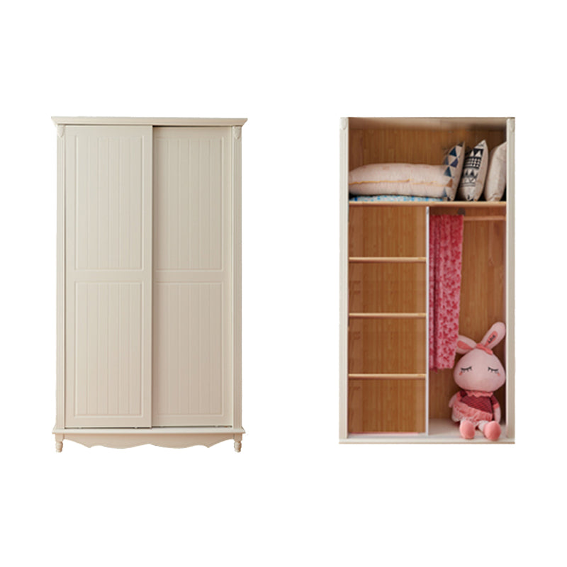 Wooden Wardrobe Cabinet White Wardrobe Closet with Garment Rod