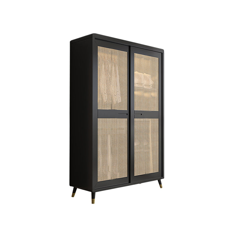 Rubberwood Wardrobe Cabinet Contemporary Wardrobe Armoire with Shelves