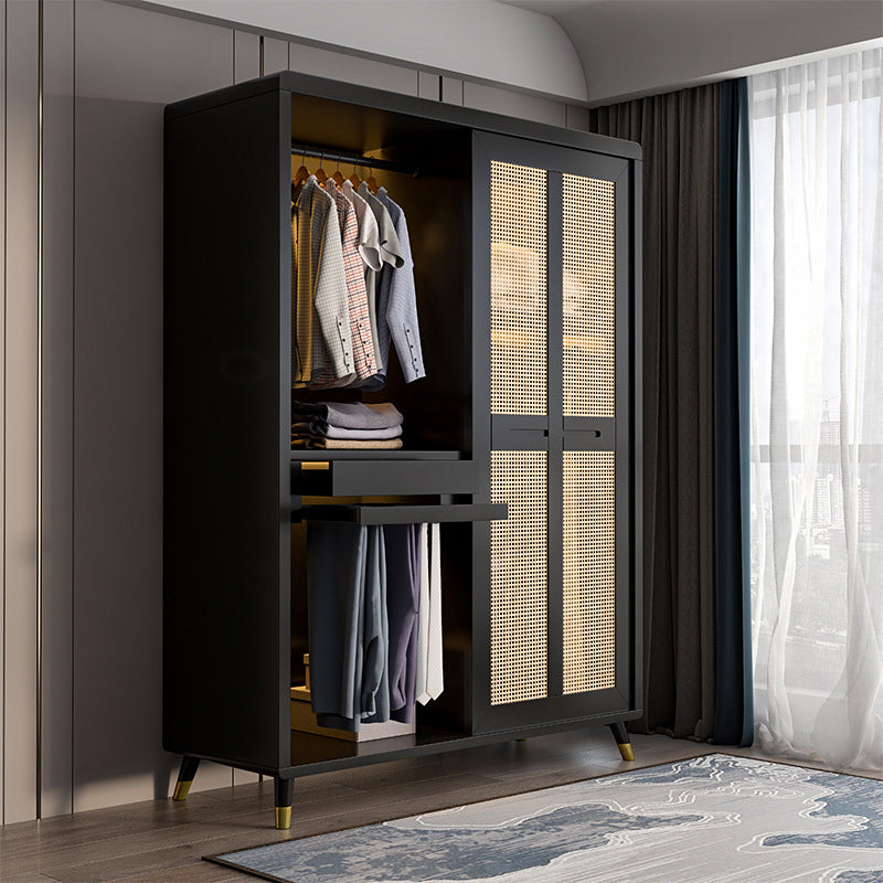 Rubberwood Wardrobe Cabinet Contemporary Wardrobe Armoire with Shelves