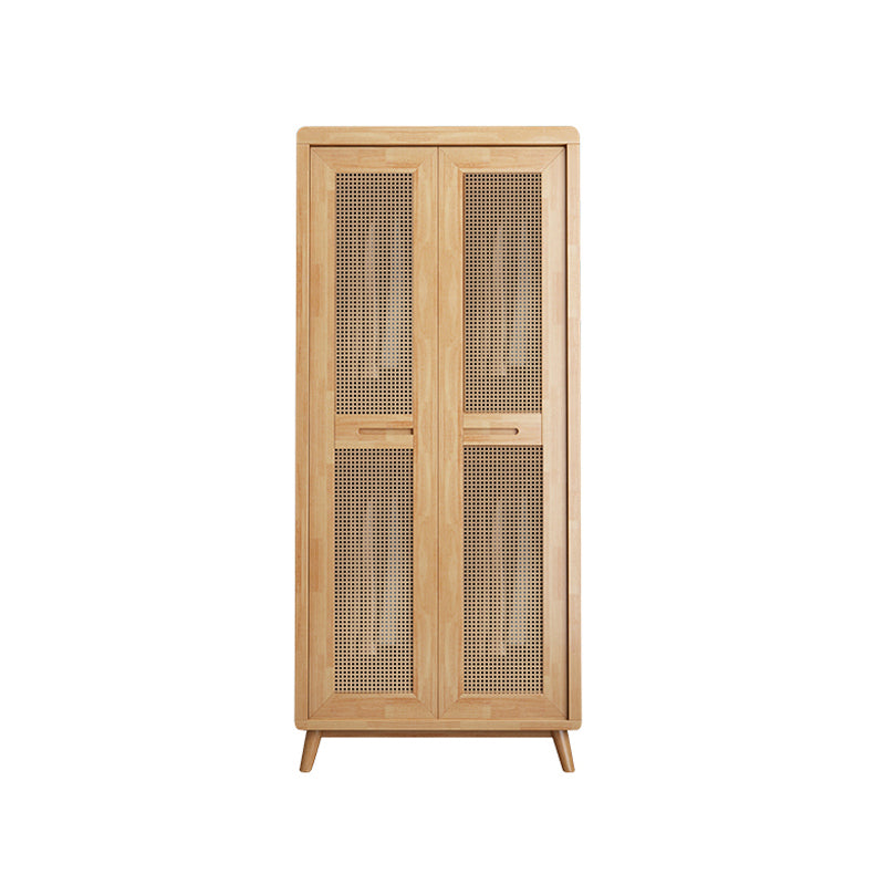 Rubberwood Wardrobe Cabinet Contemporary Wardrobe Armoire with Shelves
