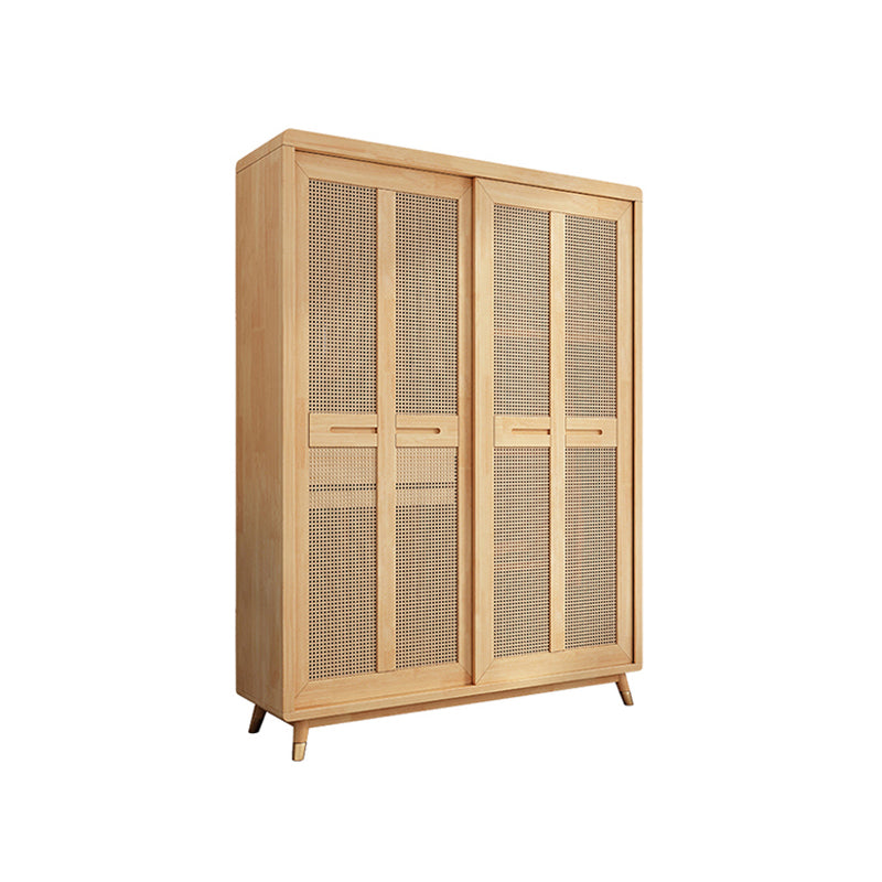 Rubberwood Wardrobe Cabinet Contemporary Wardrobe Armoire with Shelves