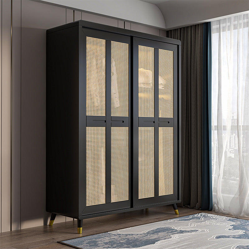 Rubberwood Wardrobe Cabinet Contemporary Wardrobe Armoire with Shelves