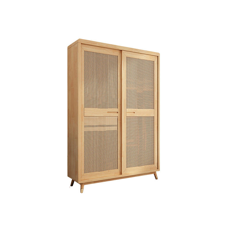 Rubberwood Wardrobe Cabinet Contemporary Wardrobe Armoire with Shelves