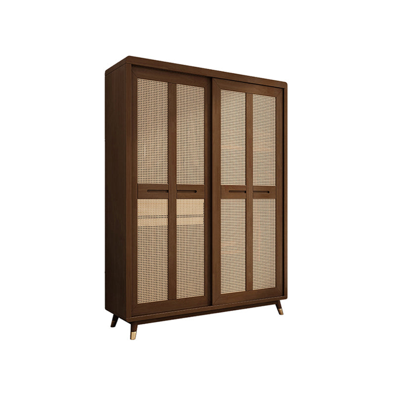 Rubberwood Wardrobe Cabinet Contemporary Wardrobe Armoire with Shelves
