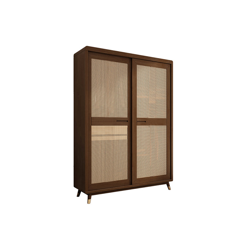 Rubberwood Wardrobe Cabinet Contemporary Wardrobe Armoire with Shelves