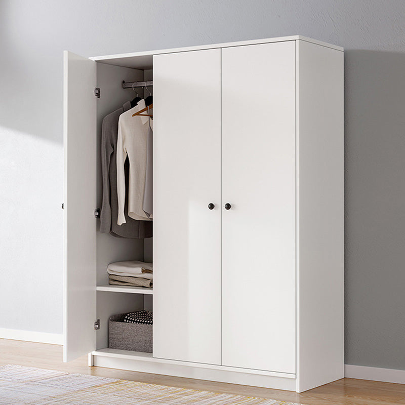 White Wardrobe Armoire with Shelves Engineered Wood Wardrobe Cabinet