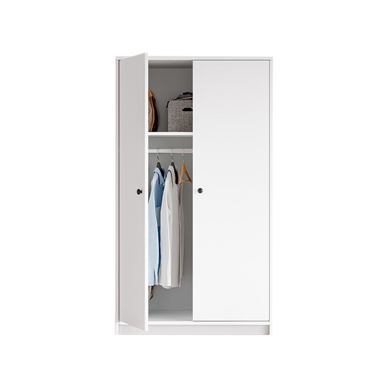 White Wardrobe Armoire with Shelves Engineered Wood Wardrobe Cabinet