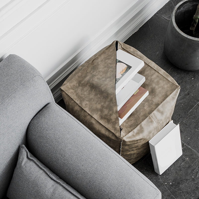 Modern Square Pouf Leather Water Resistant Pouf for Living Room
