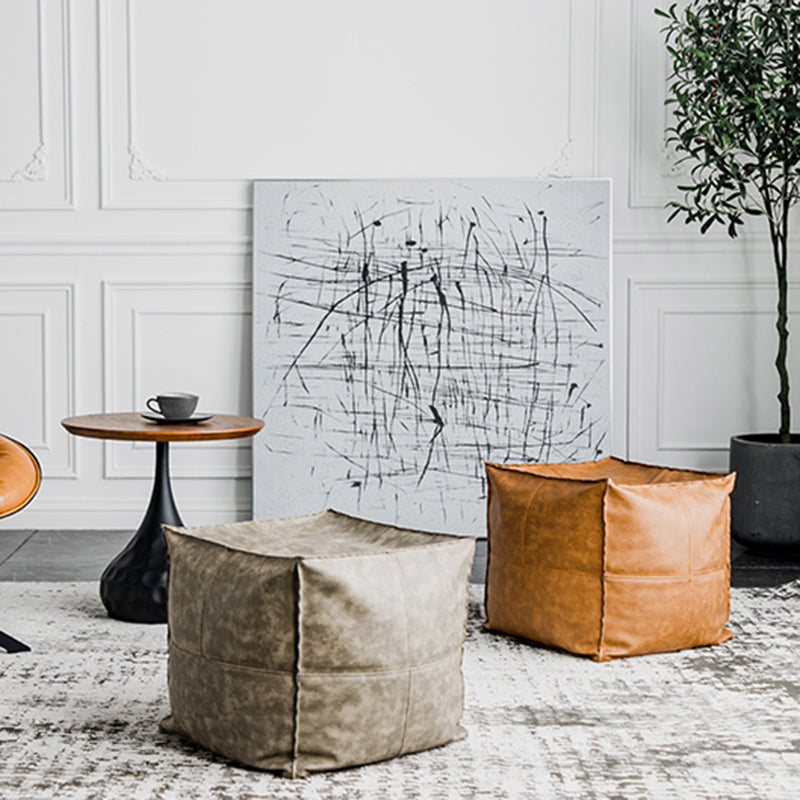 Modern Square Pouf Leather Water Resistant Pouf for Living Room