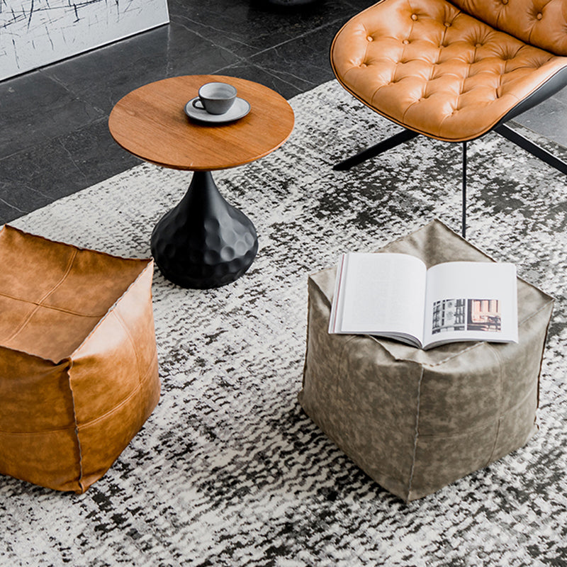 Modern Square Pouf Leather Water Resistant Pouf for Living Room