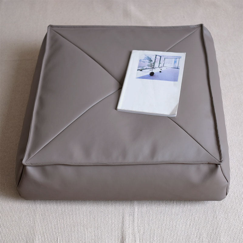 Modern Pouf Ottoman PU Leather Upholstered Solid Color Tear Resistant Square Ottoman