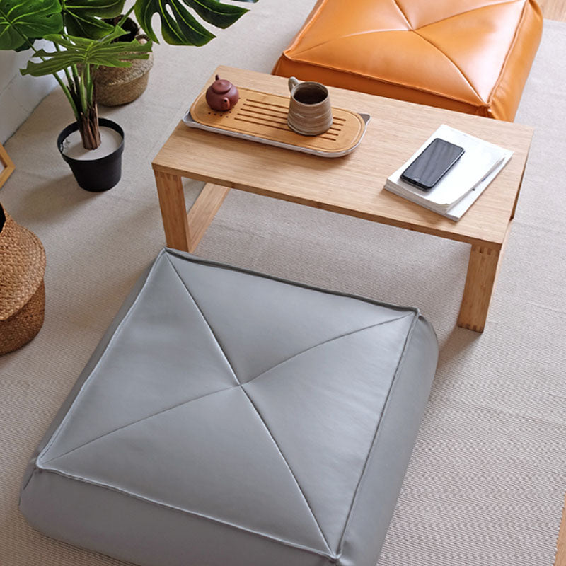 Modern Pouf Ottoman PU Leather Upholstered Solid Color Tear Resistant Square Ottoman