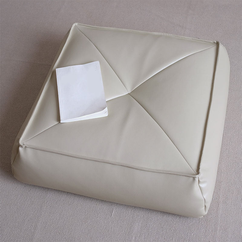 Modern Pouf Ottoman PU Leather Upholstered Solid Color Tear Resistant Square Ottoman
