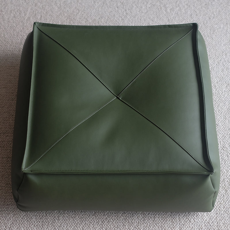 Modern Pouf Ottoman PU Leather Upholstered Solid Color Tear Resistant Square Ottoman
