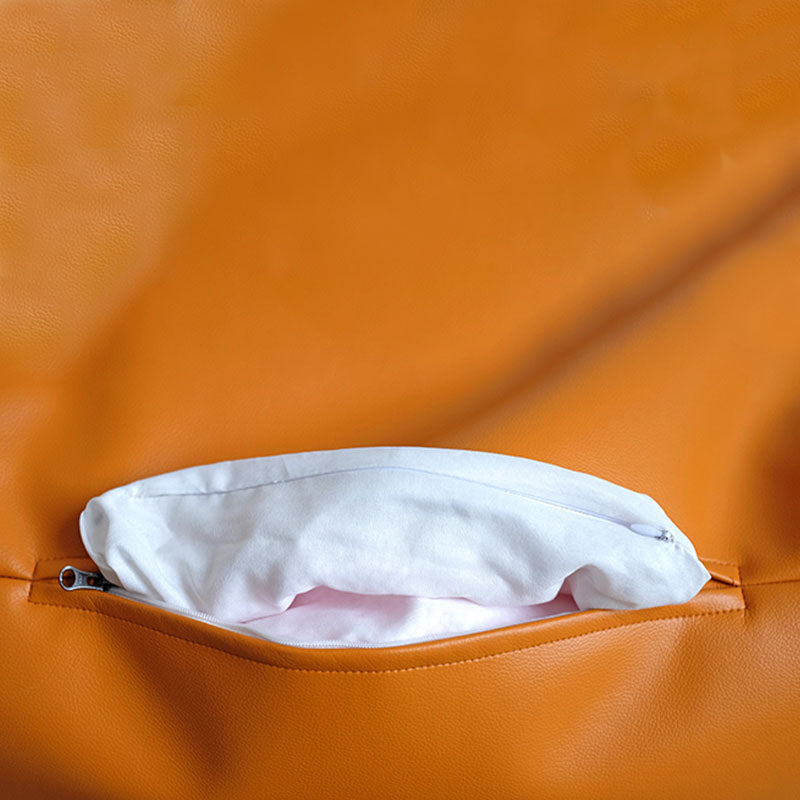 Modern Pouf Ottoman PU Leather Upholstered Solid Color Tear Resistant Square Ottoman