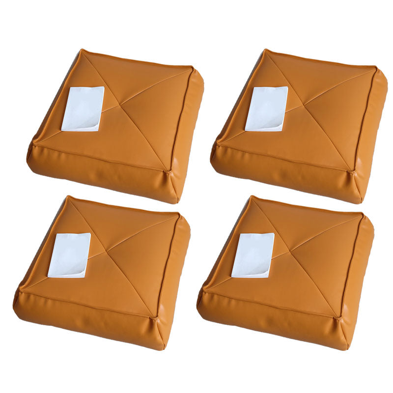 Modern Pouf Ottoman PU Leather Upholstered Solid Color Tear Resistant Square Ottoman