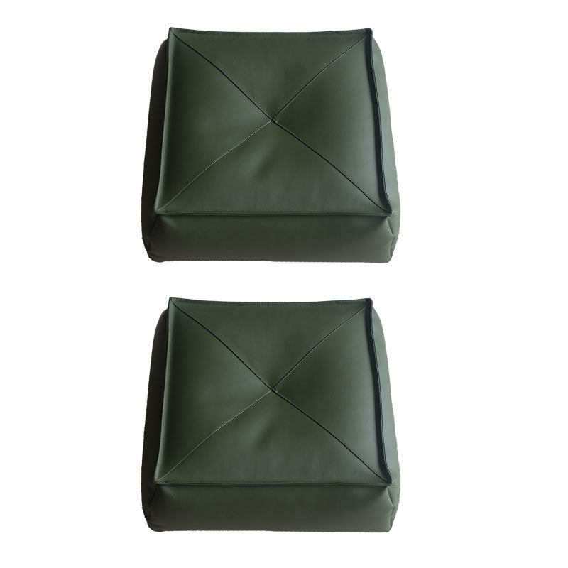 Modern Pouf Ottoman PU Leather Upholstered Solid Color Tear Resistant Square Ottoman