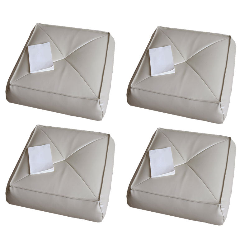 Modern Pouf Ottoman PU Leather Upholstered Solid Color Tear Resistant Square Ottoman