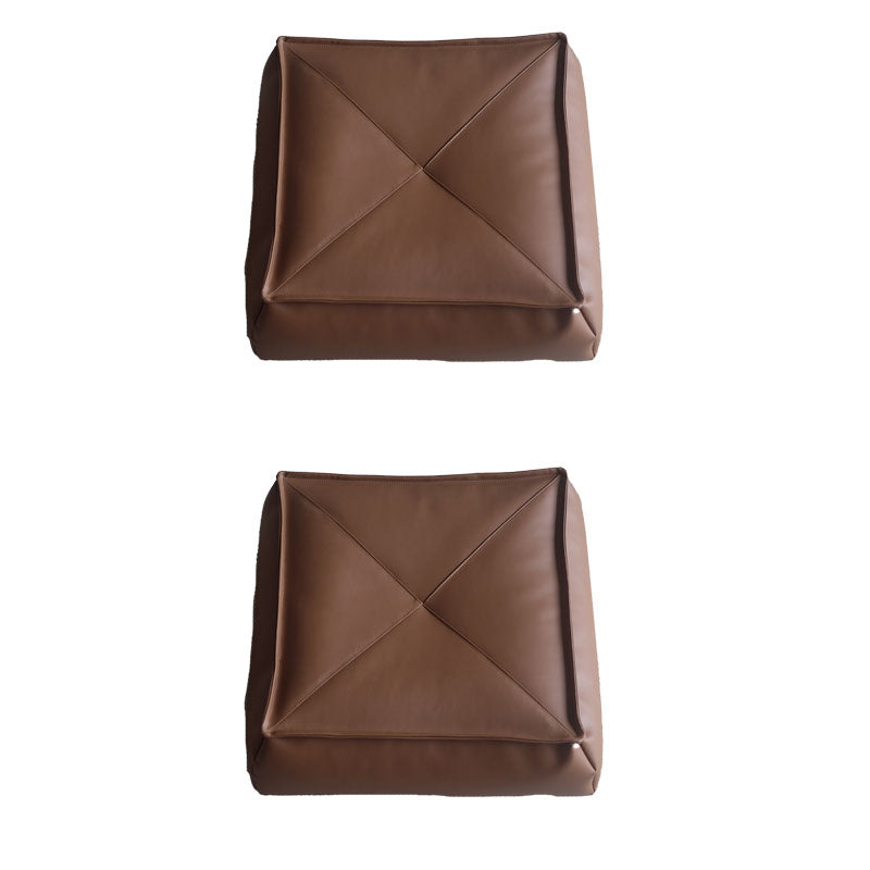 Modern Pouf Ottoman PU Leather Upholstered Solid Color Tear Resistant Square Ottoman