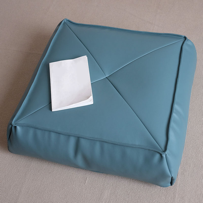 Modern Pouf Ottoman PU Leather Upholstered Solid Color Tear Resistant Square Ottoman