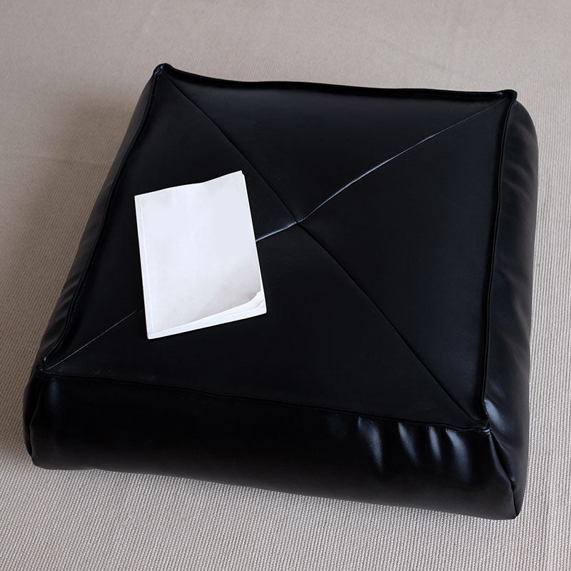 Modern Pouf Ottoman PU Leather Upholstered Solid Color Tear Resistant Square Ottoman