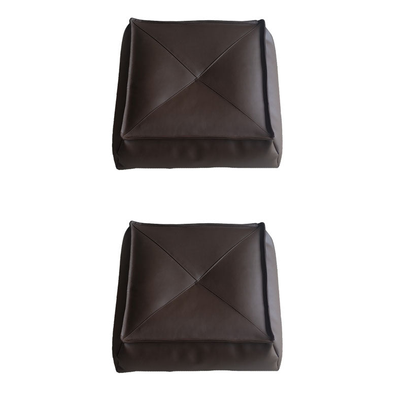 Modern Pouf Ottoman PU Leather Upholstered Solid Color Tear Resistant Square Ottoman