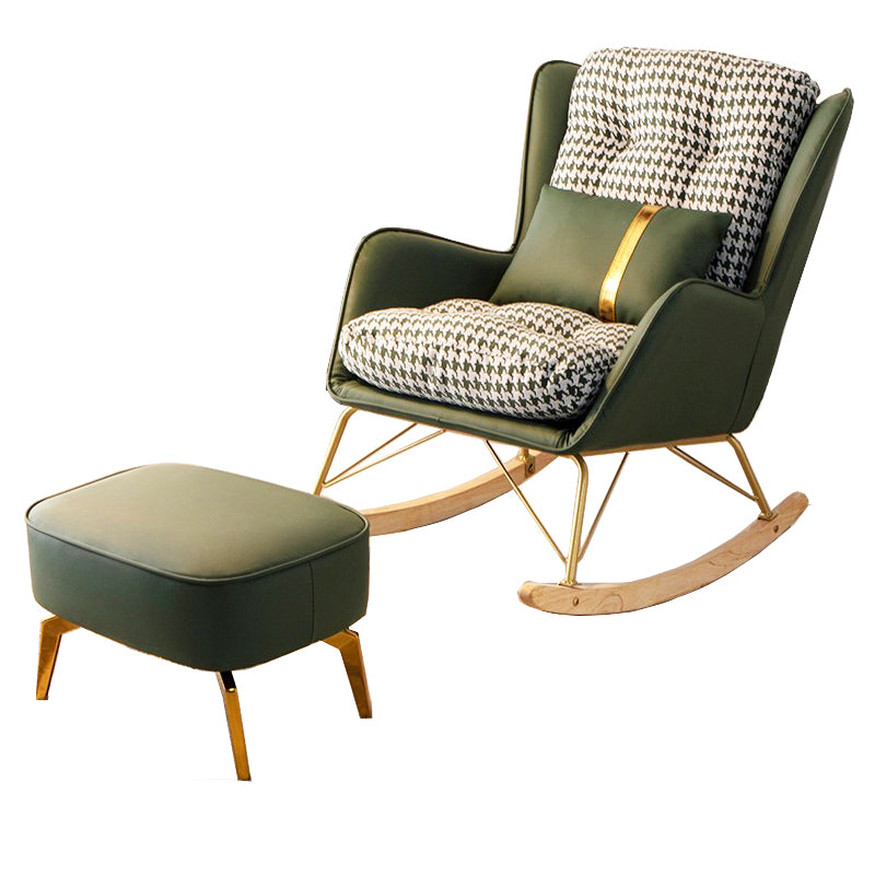 Modern Rocker Chair Metal Frame Dirt Resistant Wingback Upholstered Rocker Chair