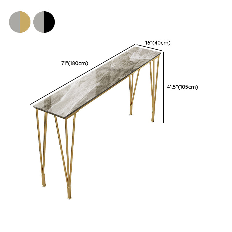 Modern 1/4 Pieces Bar Table Set Rectangle Stone Counter Table with High Stools